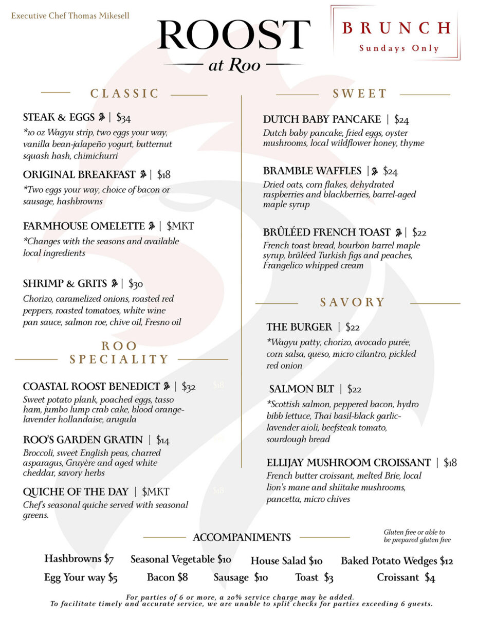 The Roost Bistro Brunch Menu